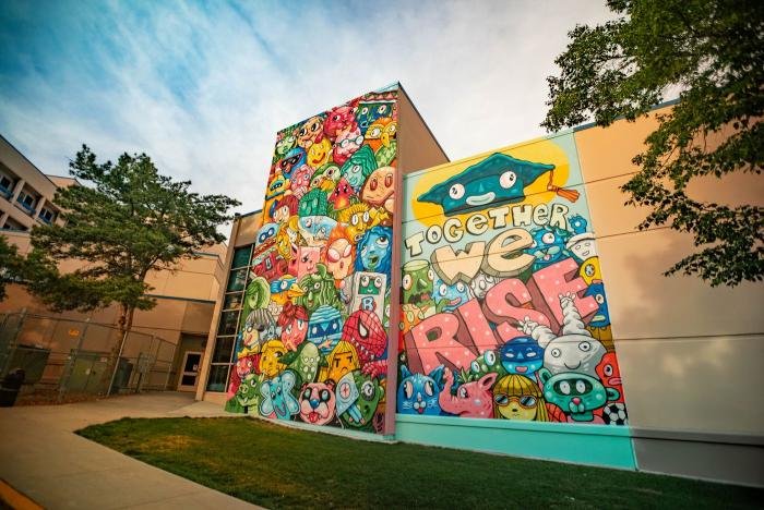 Mural by Birdcap on Woodrow Wilson Elementary