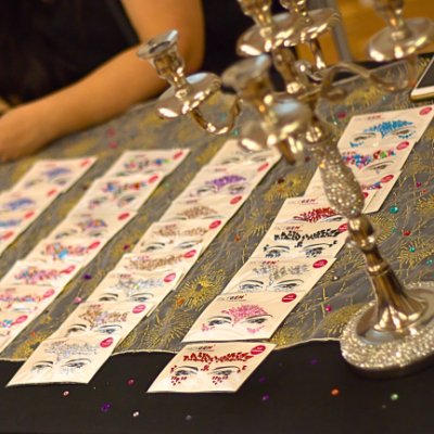 Tarab  Dance Academy Vendor Booth Display of glittery face stickers