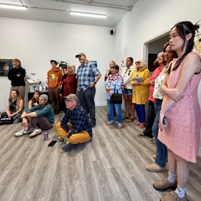 Rapt attendees of Liminal Spaces artist talk
